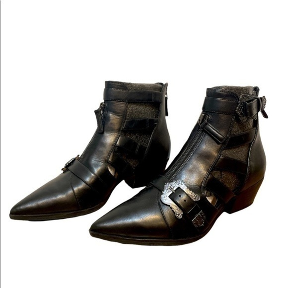 Nine West ankle Boots leather motorcycle black NWCarrillo shoe zip boot Sz 8M - Picture 9 of 16